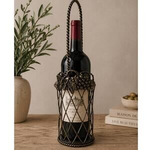 Metal Wine Bottle Holder Rustic Display Rack Tabletop Decor 14.5”
